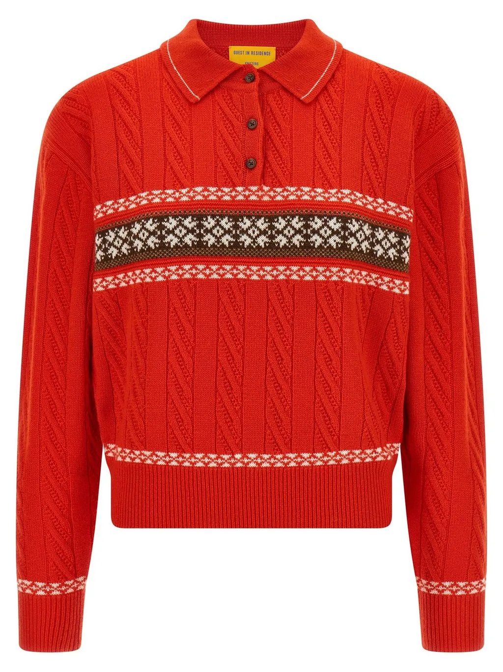 Guest In Residence Cable Collegiate Polo Knitted Sweater