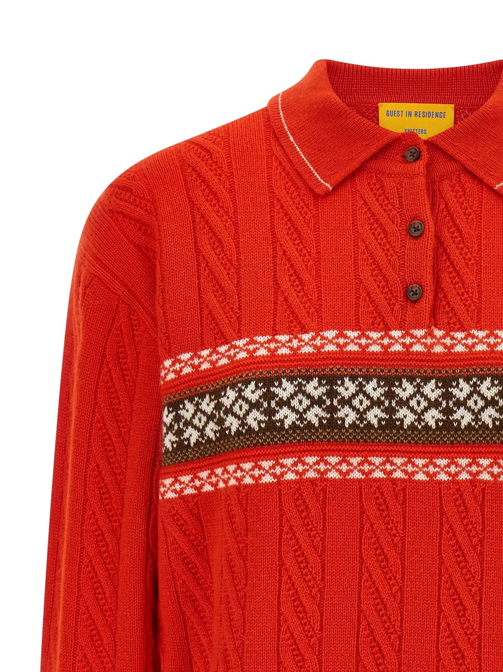 Guest In Residence Cable Collegiate Polo Knitted Sweater