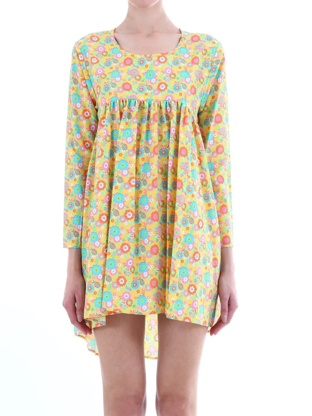 Jeremy Scott Ladybug Floral Asymmetrical Dress