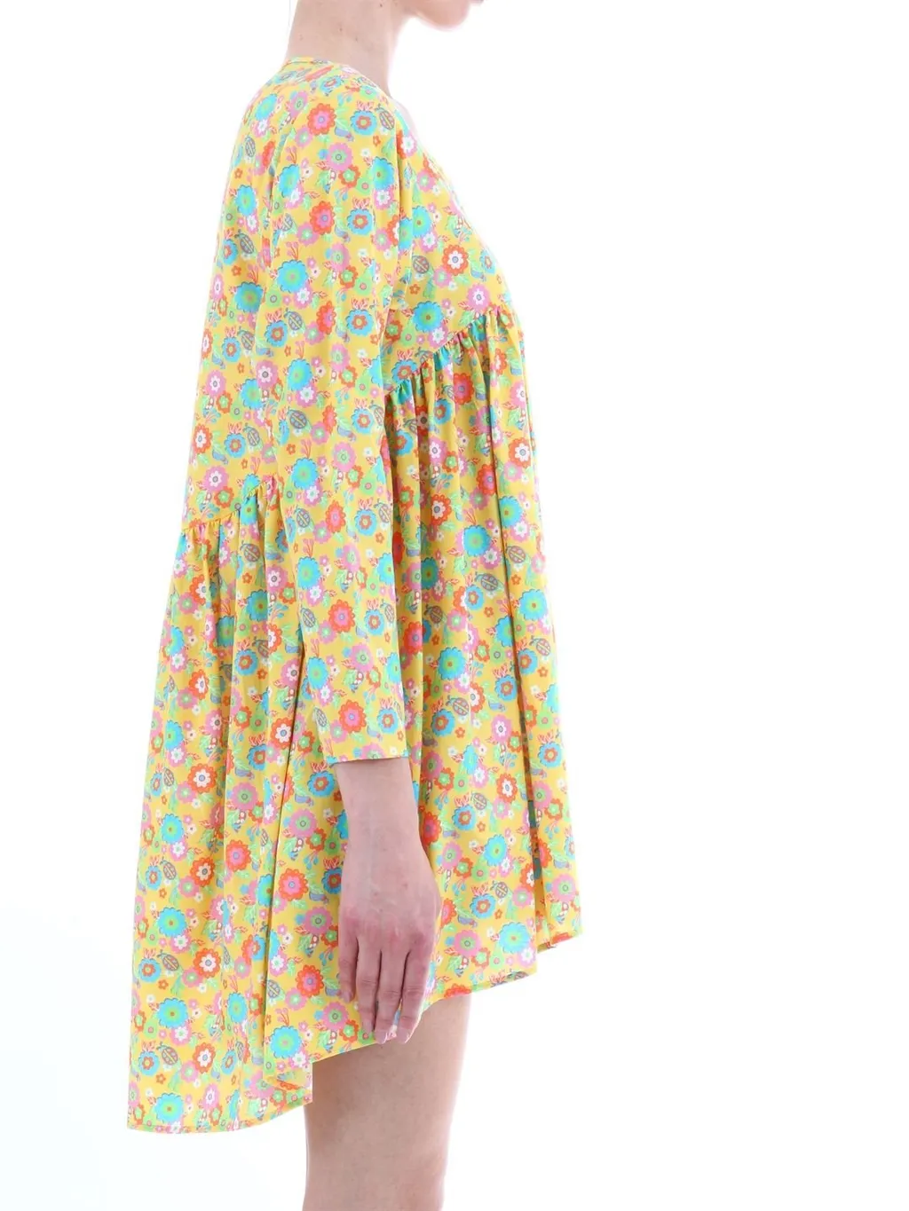 Jeremy Scott Ladybug Floral Asymmetrical Dress