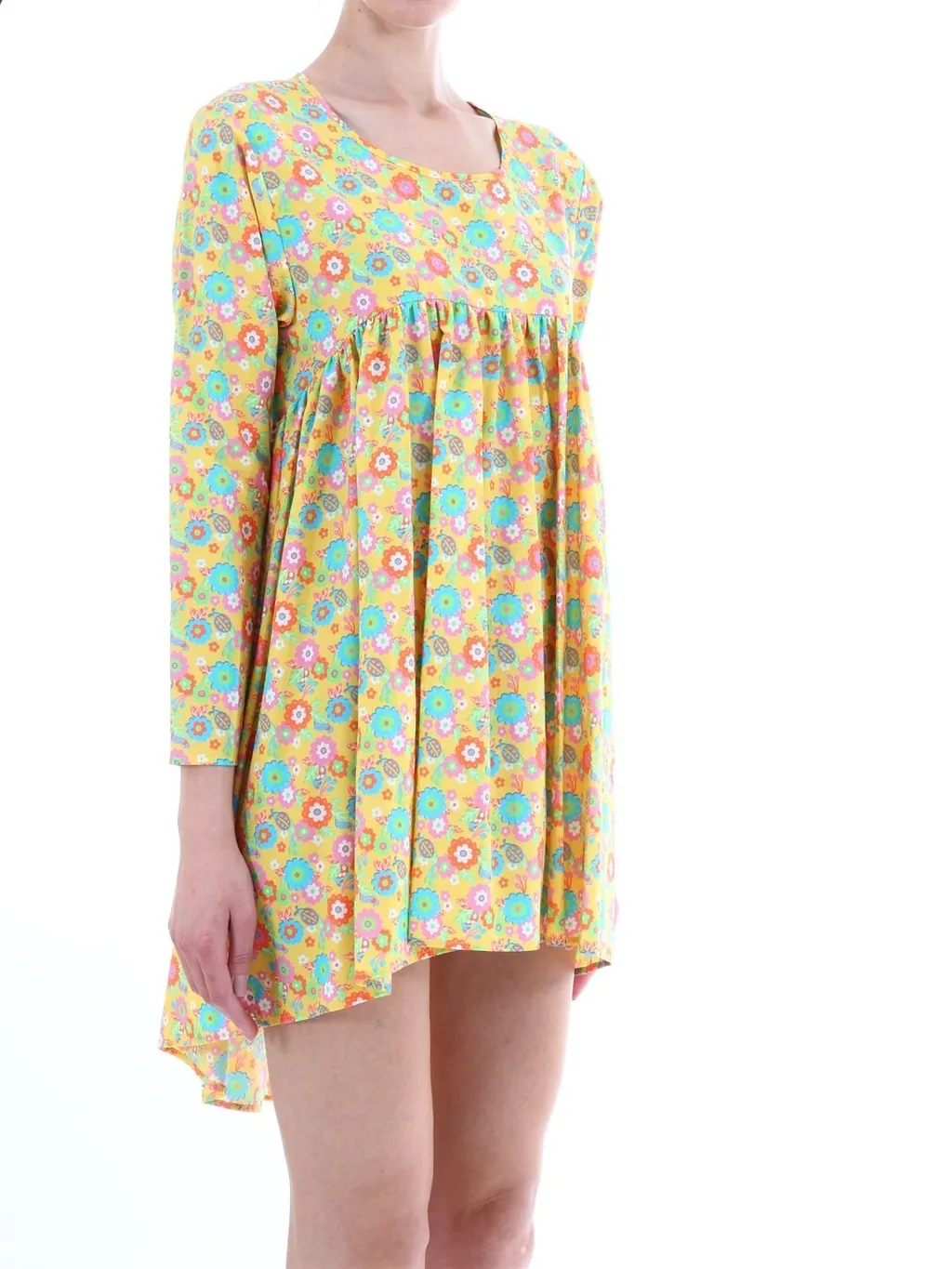 Jeremy Scott Ladybug Floral Asymmetrical Dress