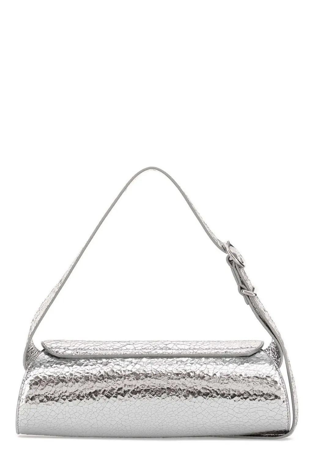 Jil Sander Cannolo Crackled Foldover Top Clutch Bag
