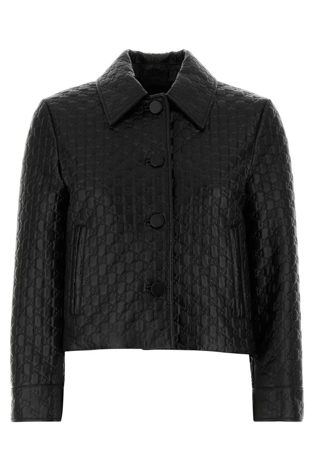 Gucci Embossed Gg Leather Jacket