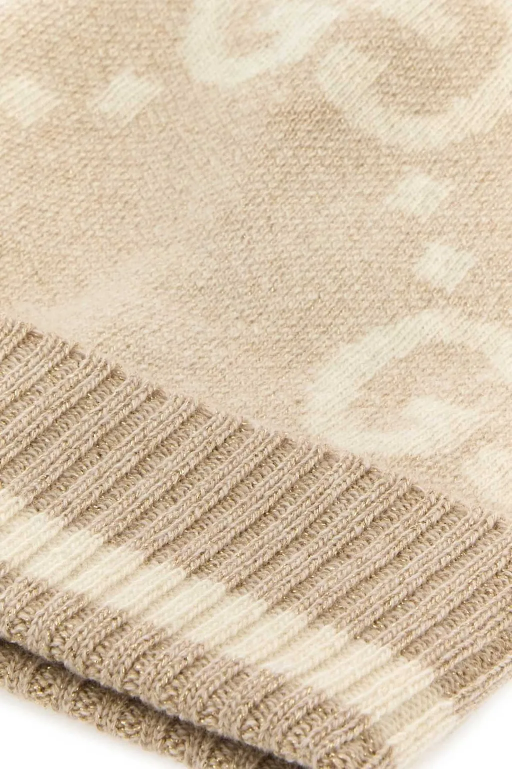 Gucci Gg Damier Jacquard Ribbed Knit Beanie
