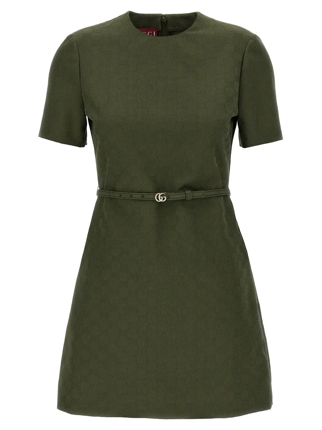 Gucci Gg Buckle Belt Crewneck Mini Dress
