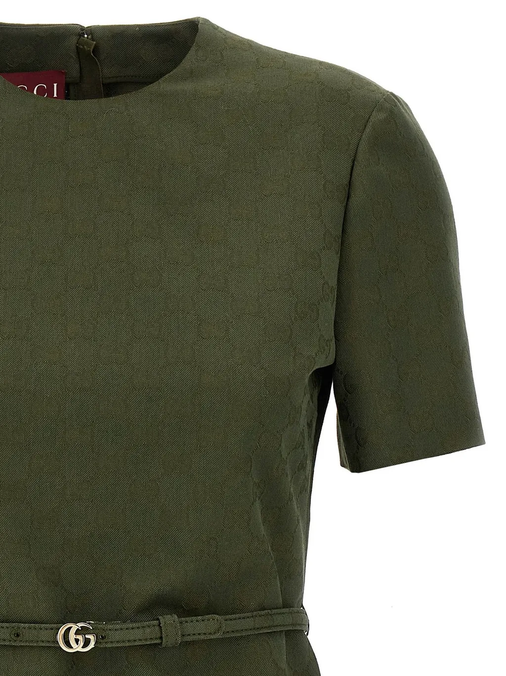 Gucci Gg Buckle Belt Crewneck Mini Dress