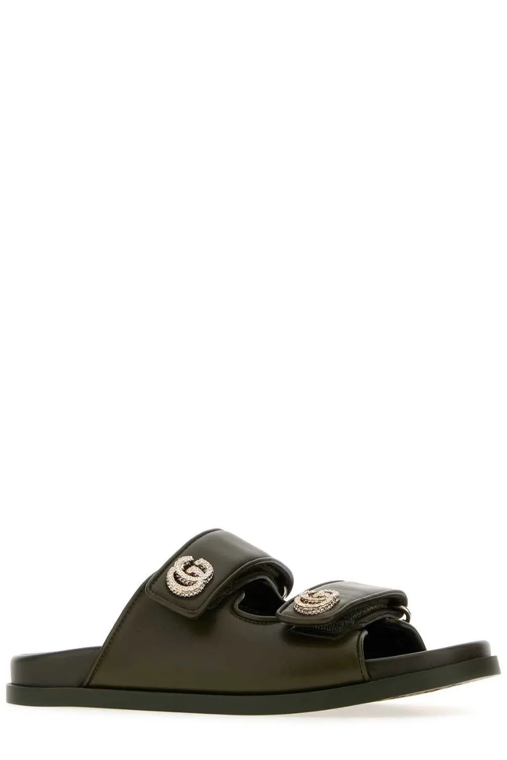 Gucci Logo Plaque Slip-On Sandals