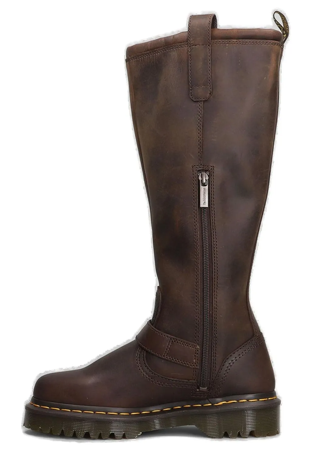 Dr. Martens Anistone Knee High Crazy Horse Leather Biker Boots