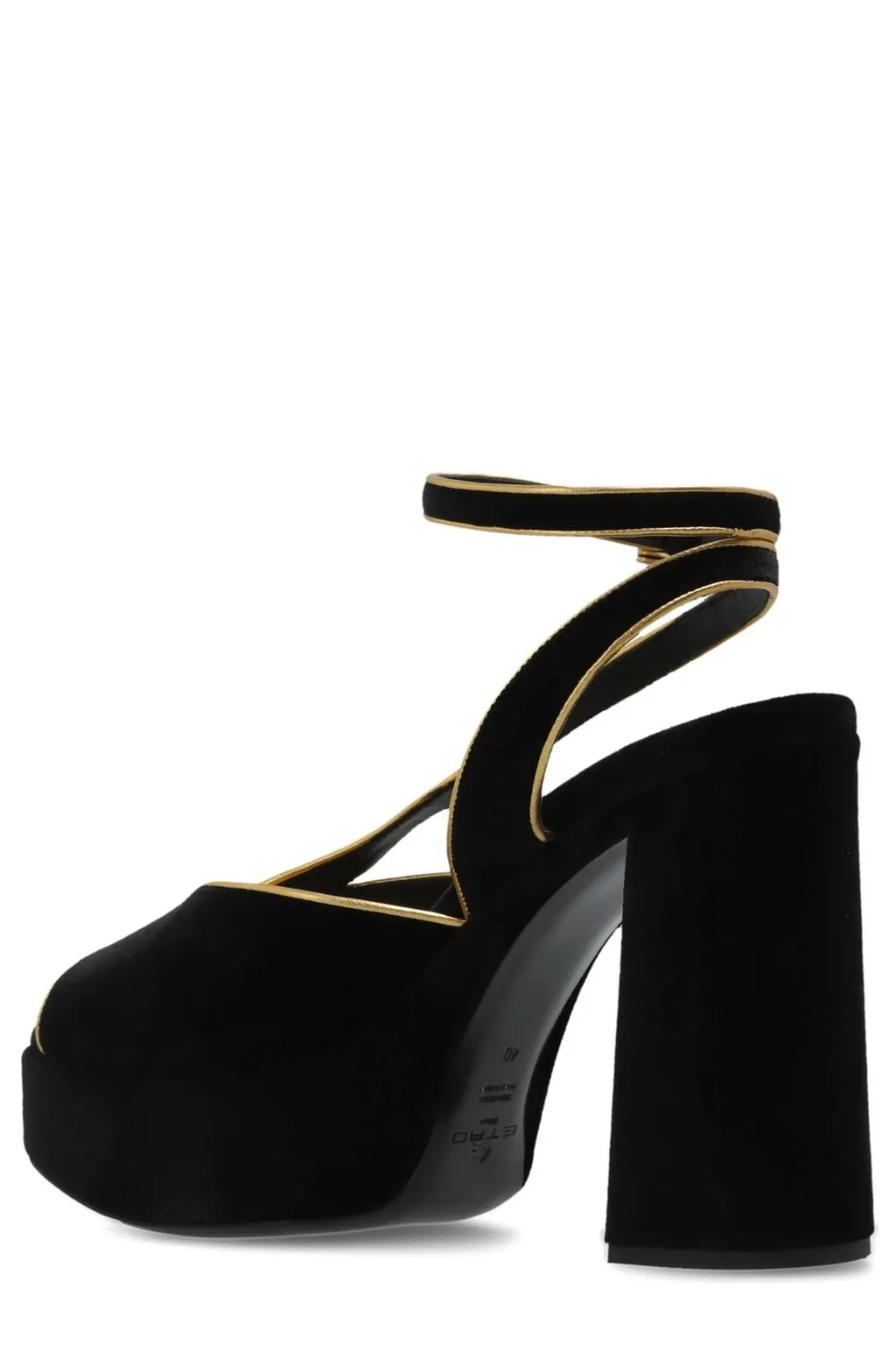 Etro Ankle Strap Velvet Platform Sandals