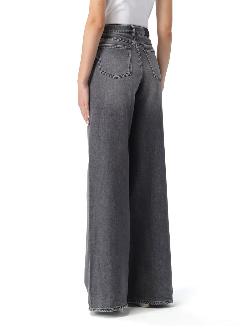 Armani Exchange Stonewashed Denim Wide-Leg Jeans
