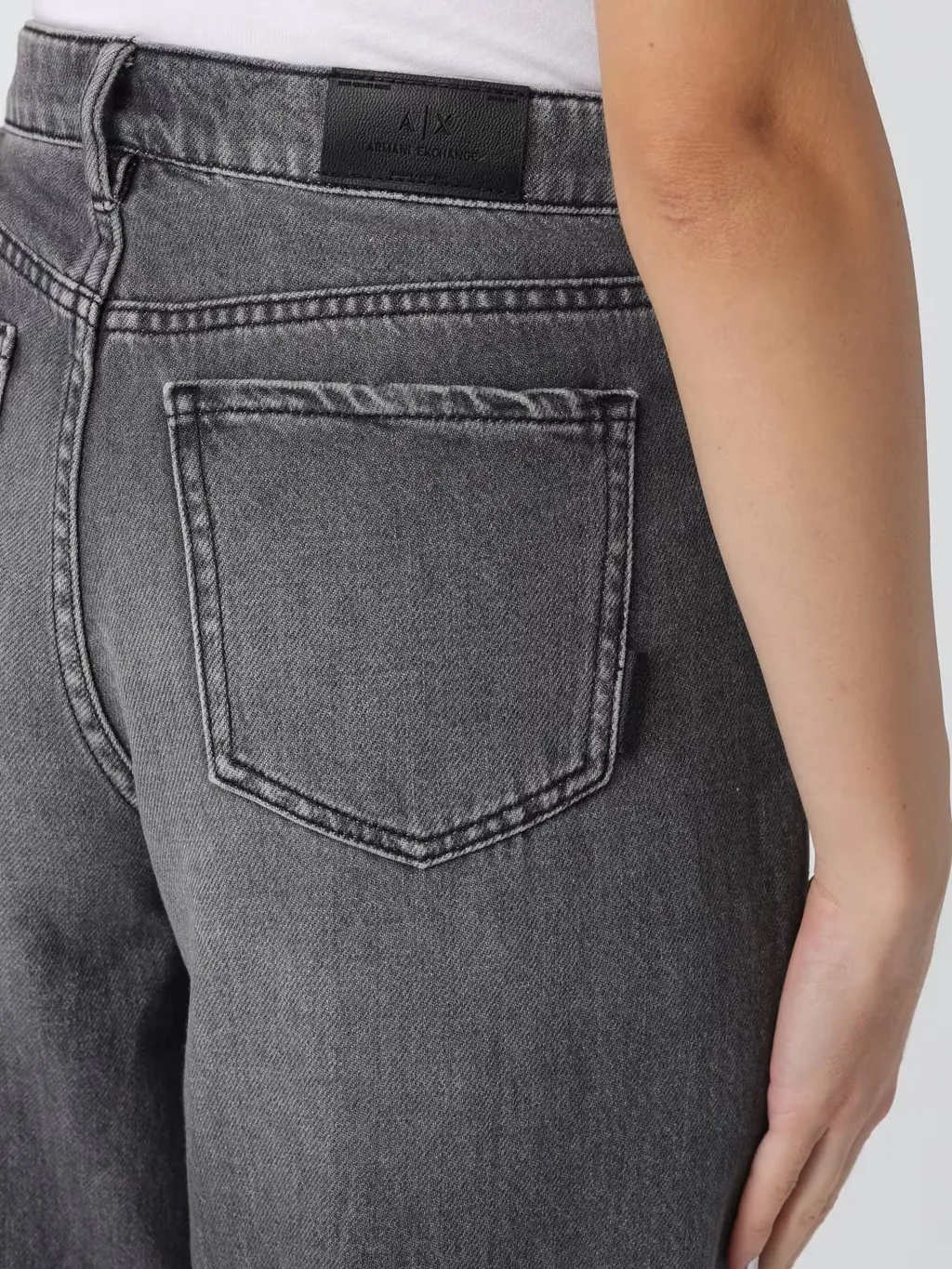 Armani Exchange Stonewashed Denim Wide-Leg Jeans