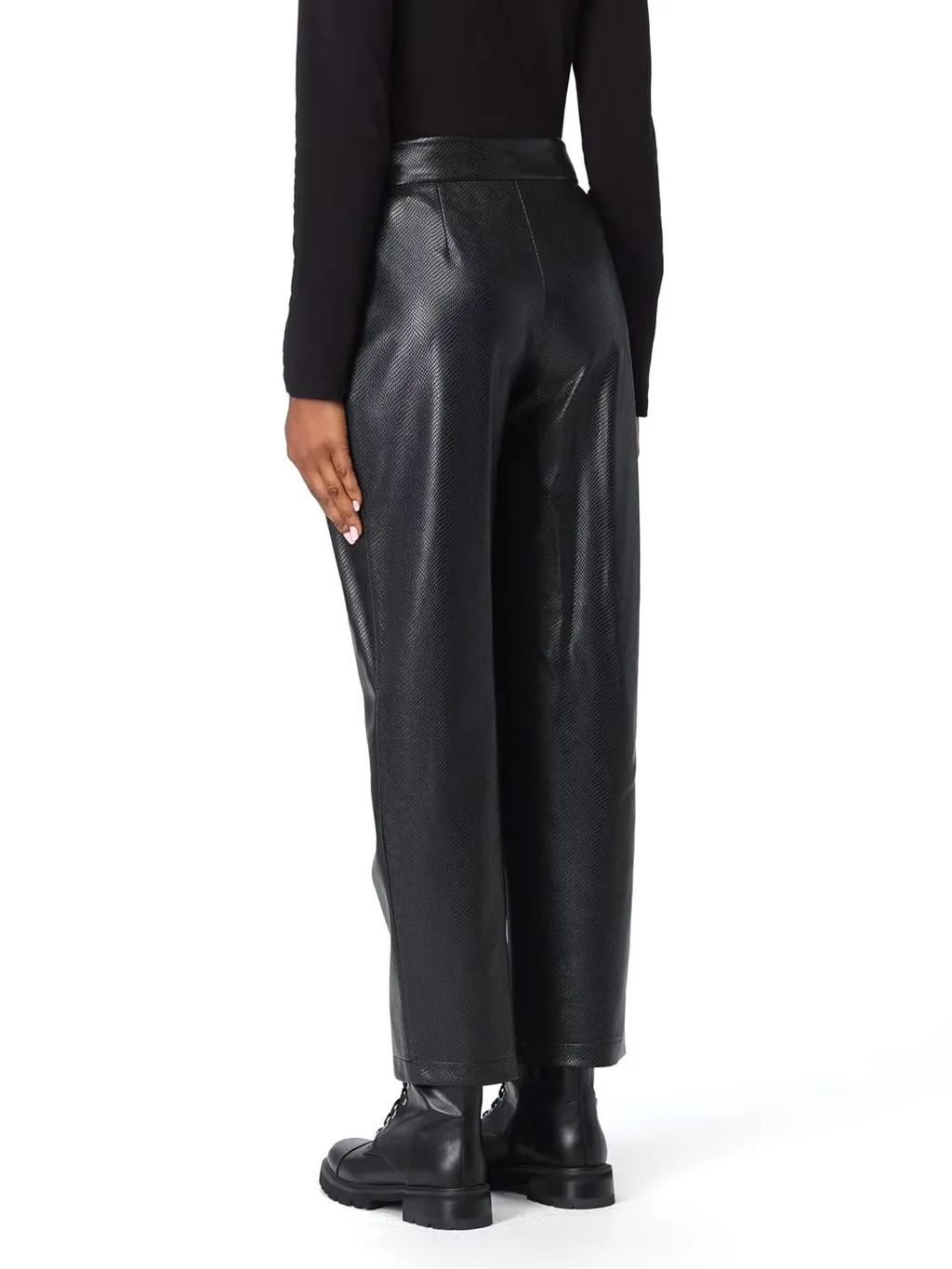 Armani Exchange Pleated Faux Leather Trousers