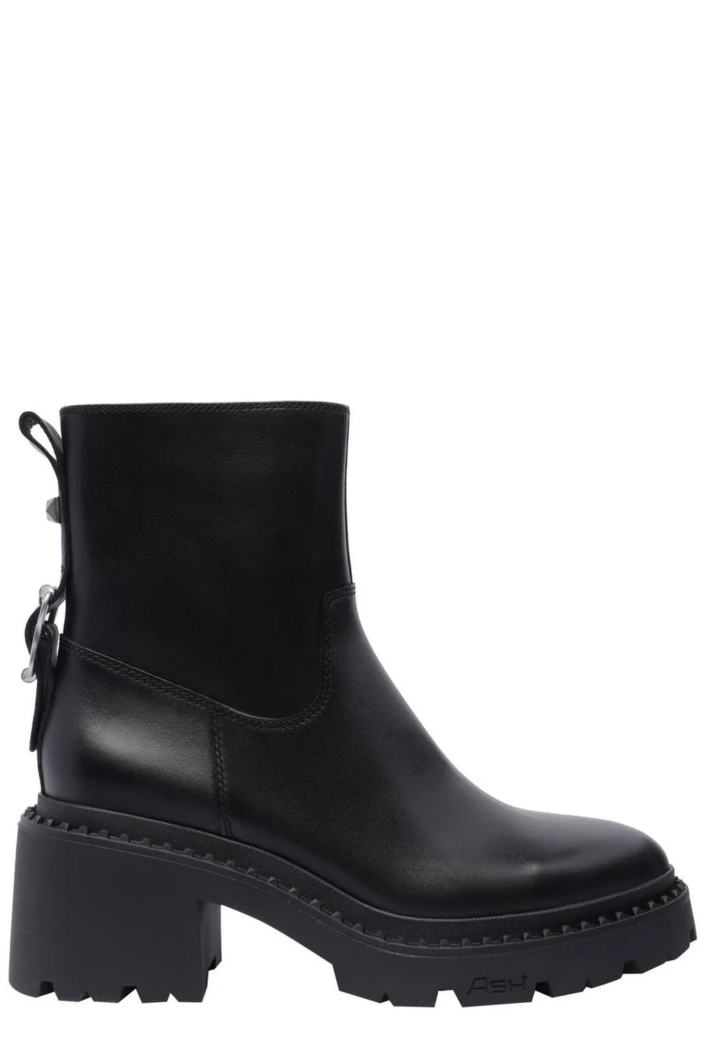 Ash Round Toe Buckled Boots