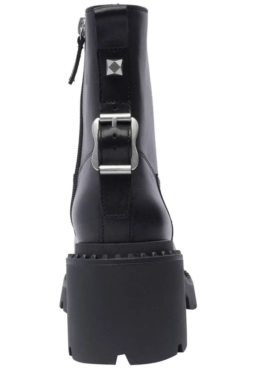 Ash Round Toe Buckled Boots