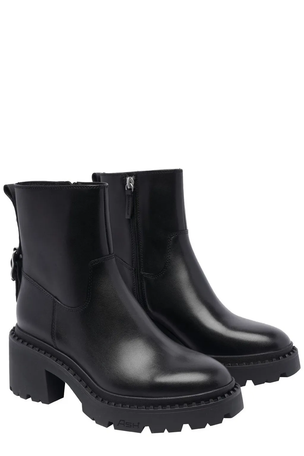 Ash Round Toe Buckled Boots
