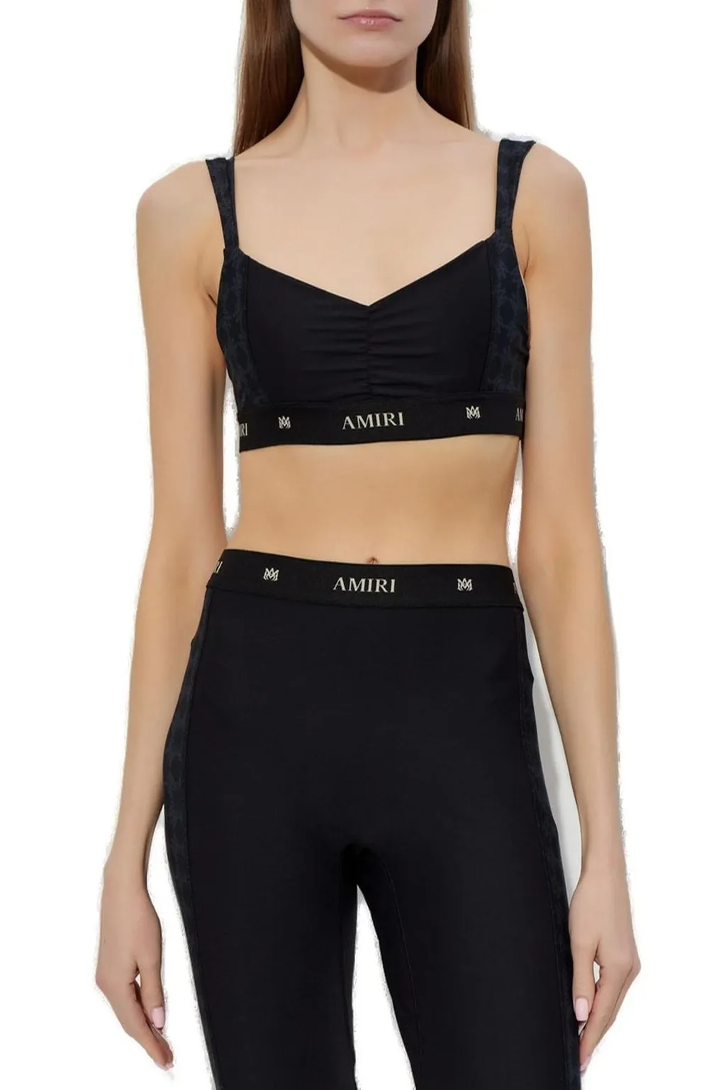 Amiri Ruched Logo Band Top