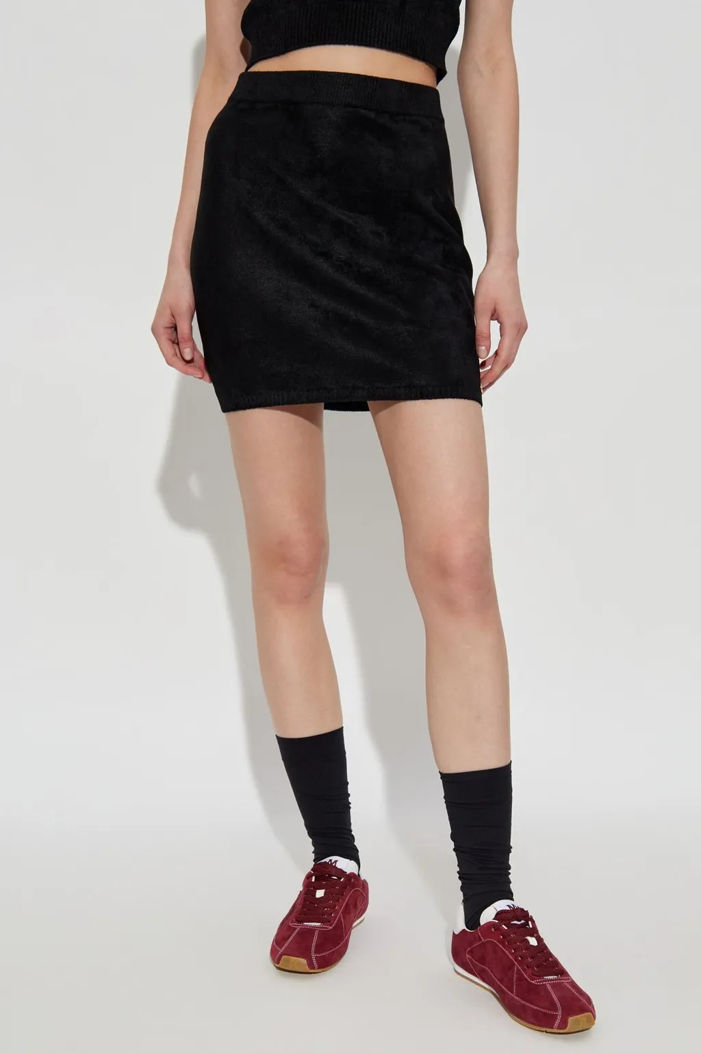 Amiri Logo Plaque Velvet Mini Skirt