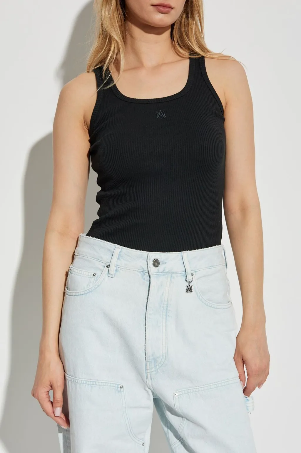 Amiri Logo Embroidered Ribbed Top