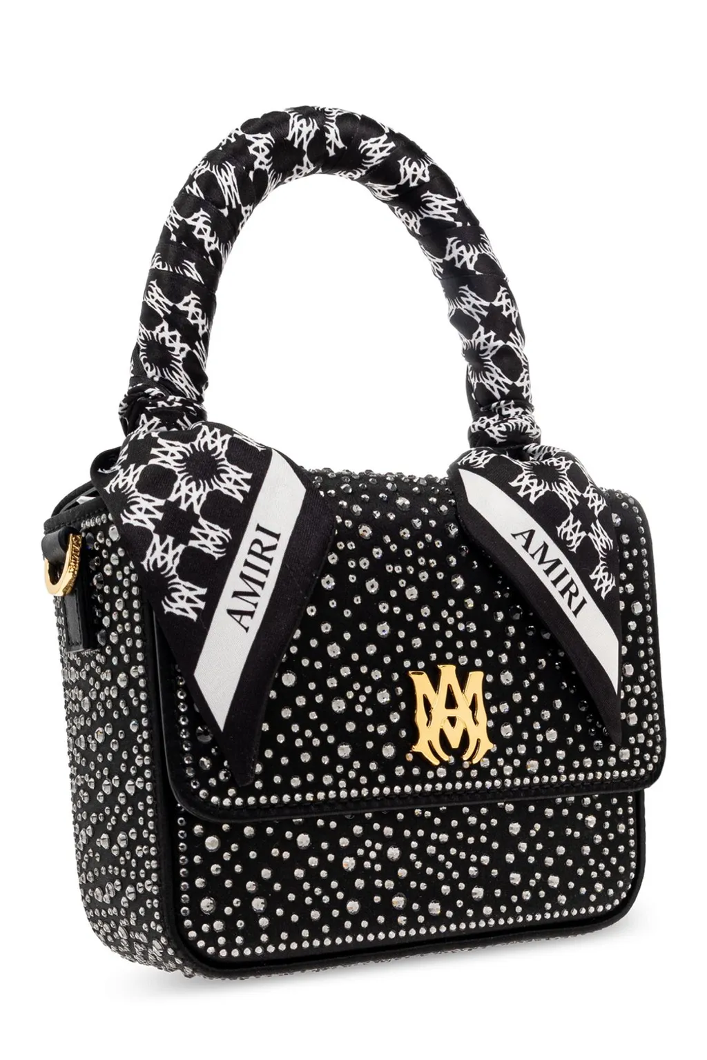 Amiri Embellished Scarf Detailed Top Handle Bag