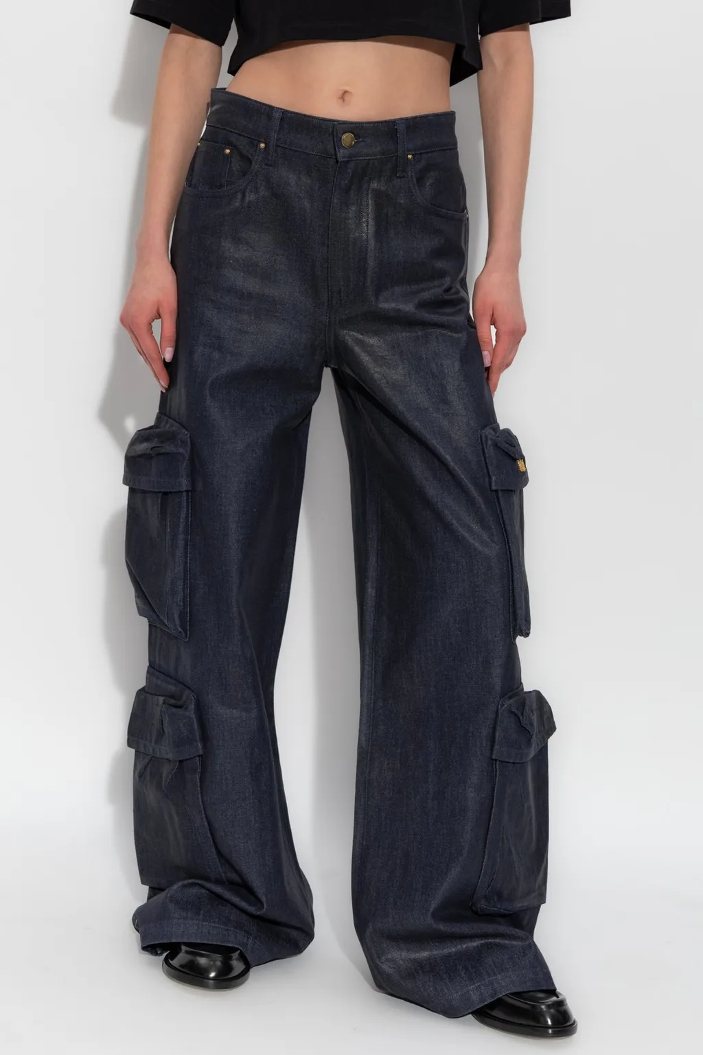 Amiri Waxed Baggy Cargo Jeans