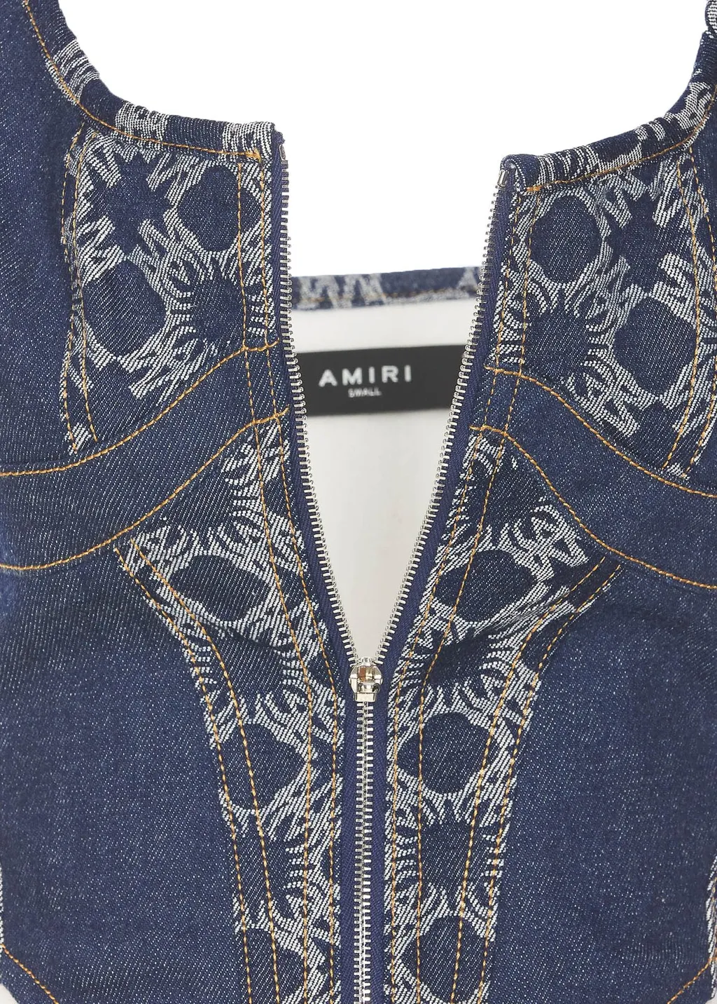 Amiri Bustier Denim Cropped Corset Top
