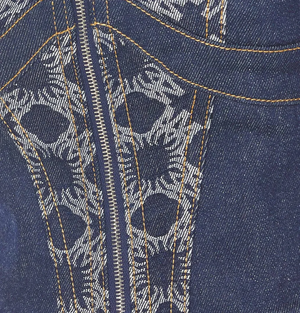 Amiri Bustier Denim Cropped Corset Top