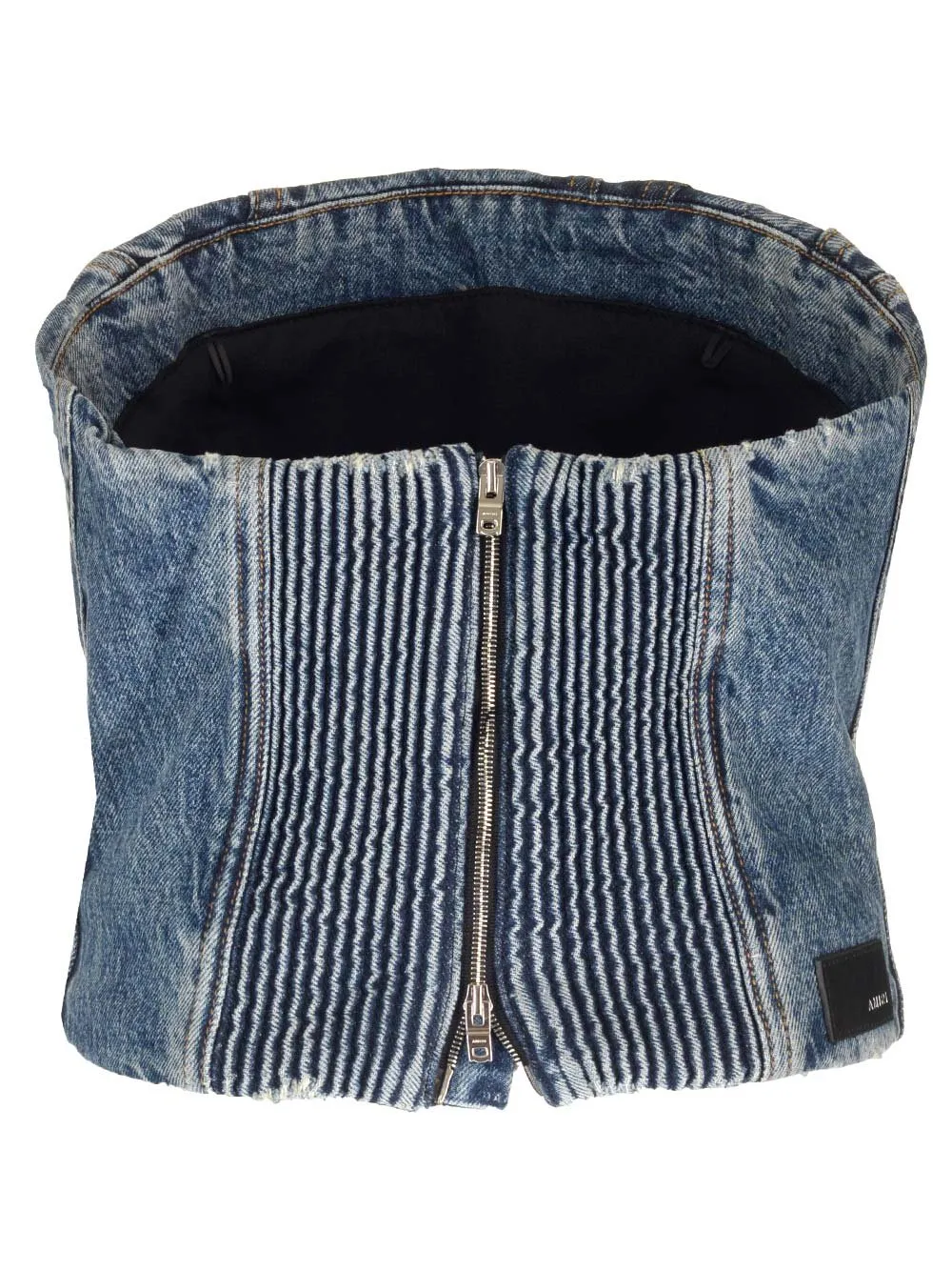 Amiri Ma Cropped Denim Bustier Top