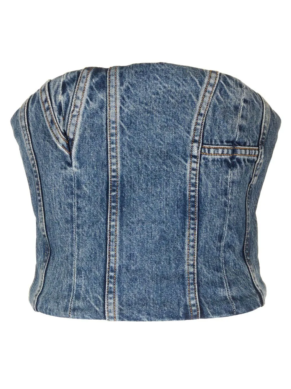 Amiri Ma Cropped Denim Bustier Top