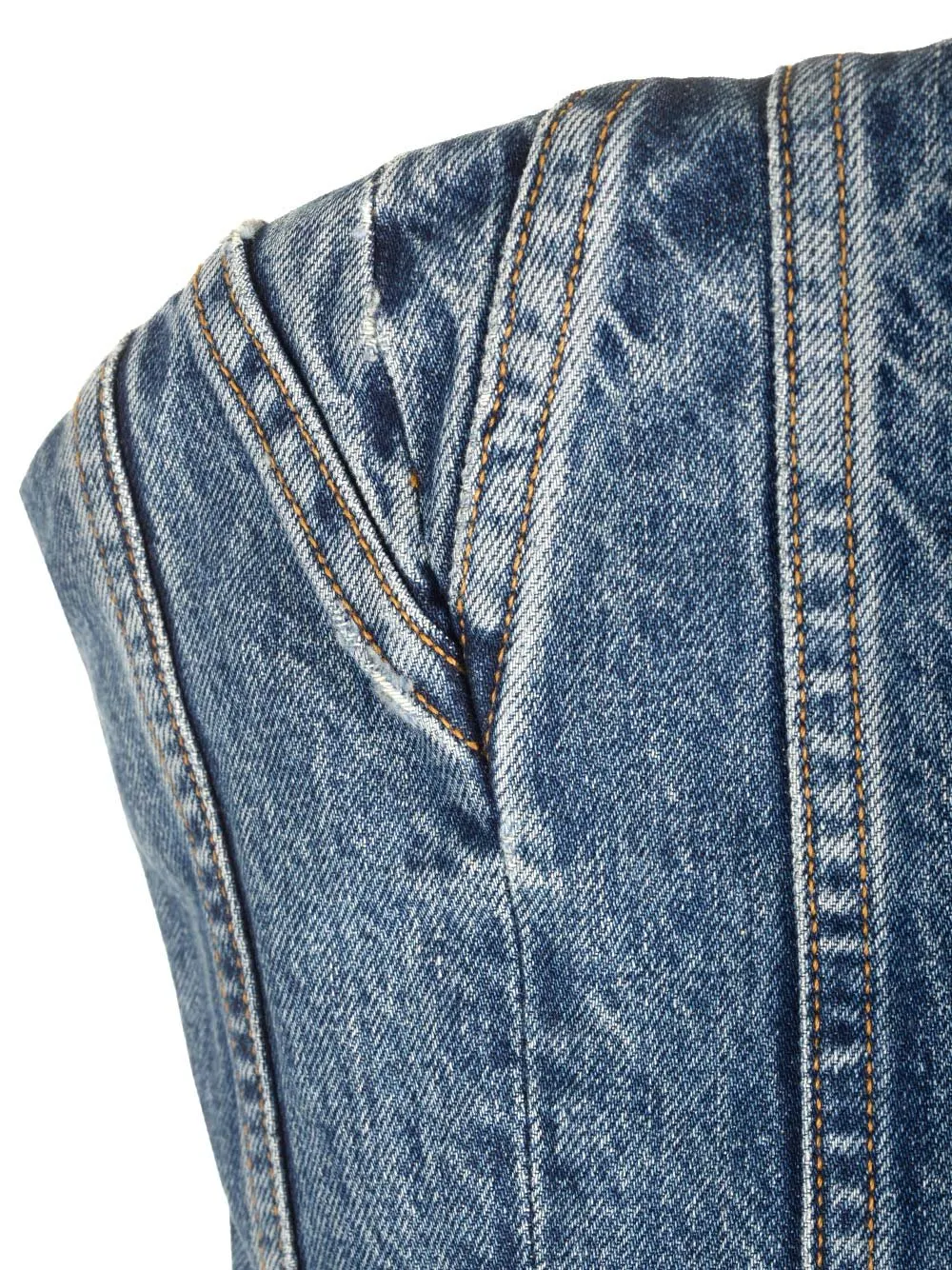 Amiri Ma Cropped Denim Bustier Top