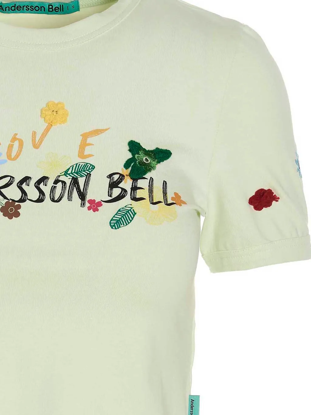 Andersson Bell Embroidered Logo-Printed Crewneck Cropped T-Shirt