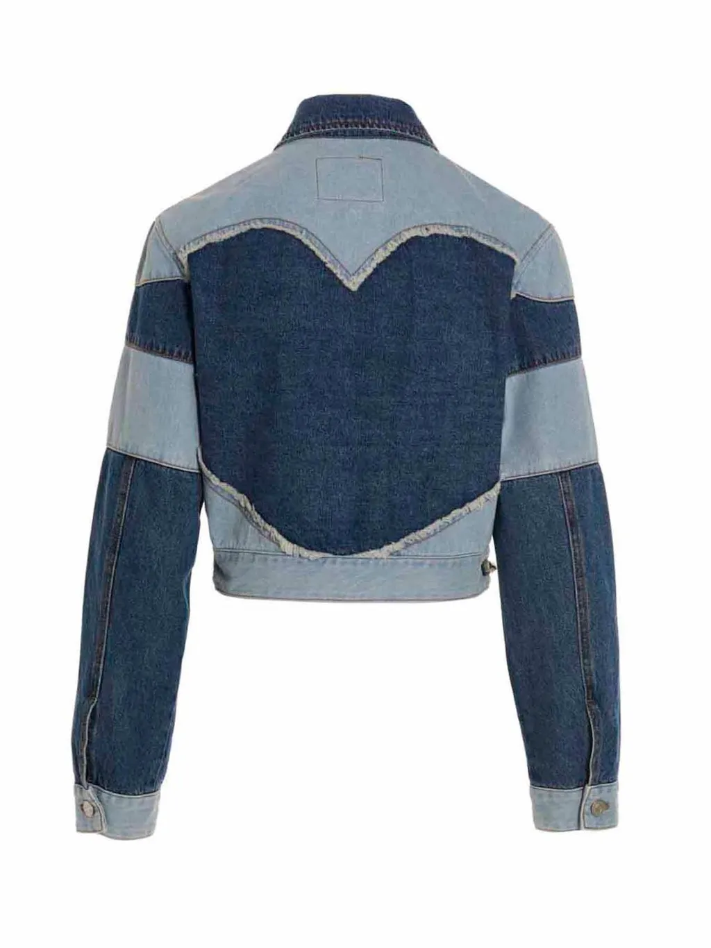 Andersson Bell Mahina Patchwork-Striped Cropped Denim Jacket