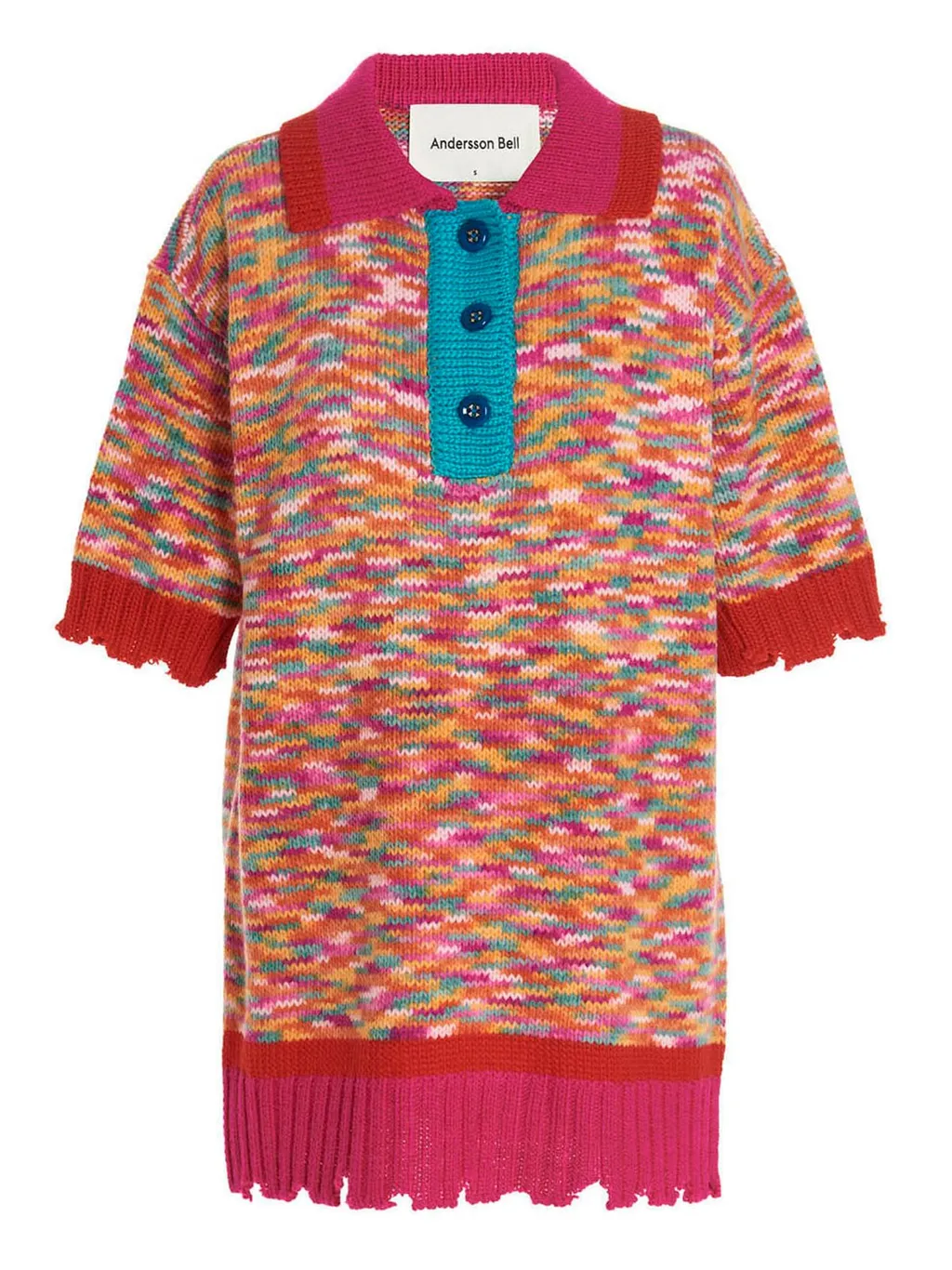 Andersson Bell Button Detailed Short-Sleeved Knitted Polo Shirt