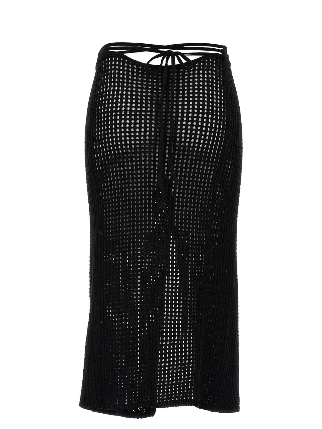 Andrea Adamo Slit-Open Crochet Knitted Midi Skirt