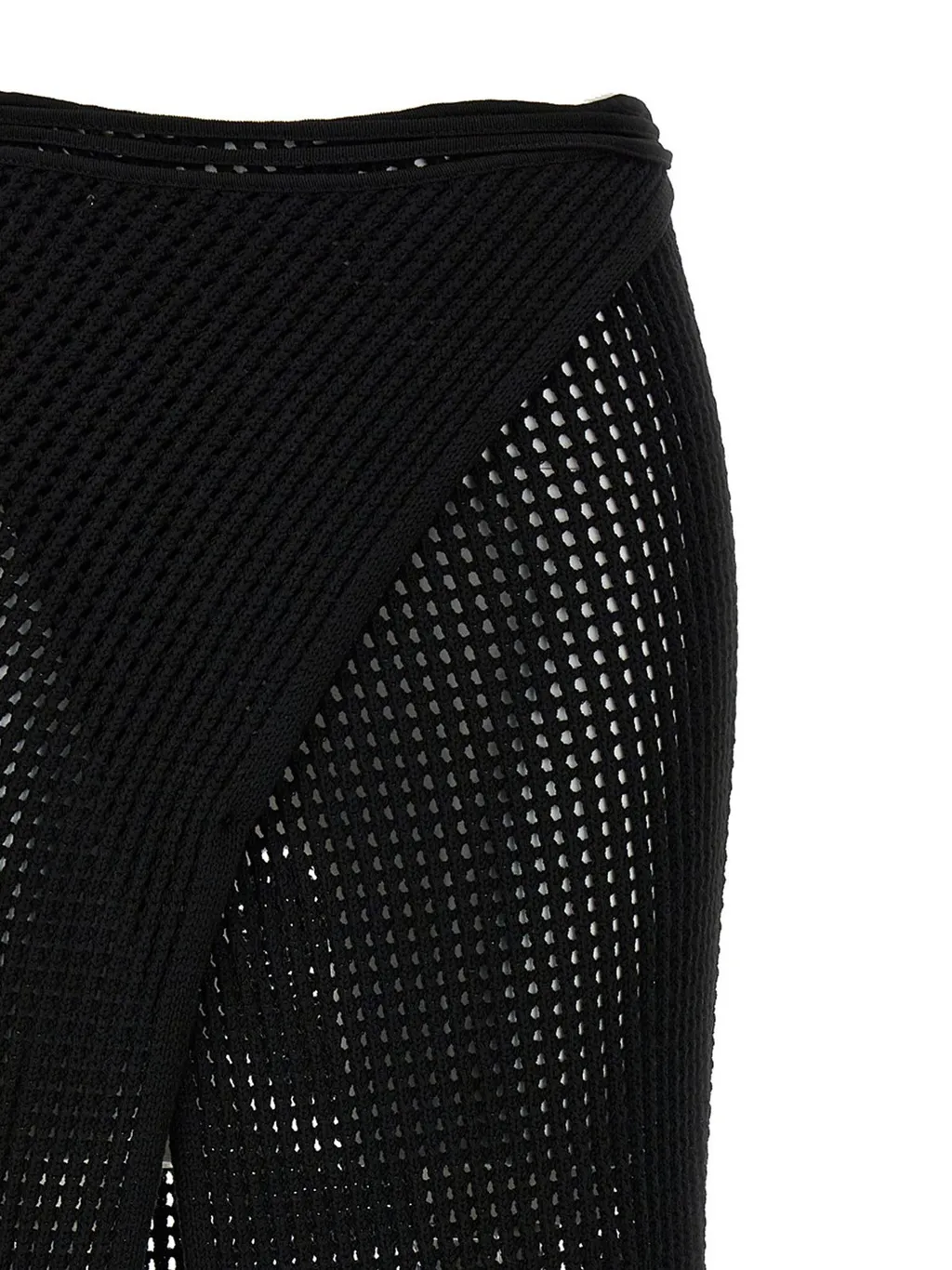 Andrea Adamo Slit-Open Crochet Knitted Midi Skirt