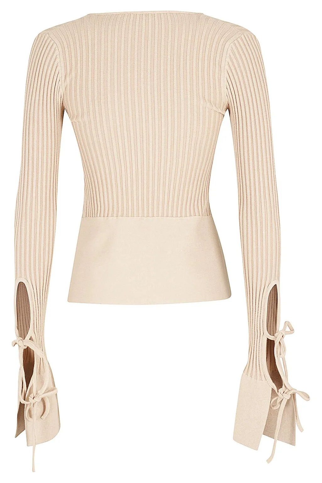 Andrea Adamo Tie-Fastened Long-Sleeved Cut-Out Knitted Top