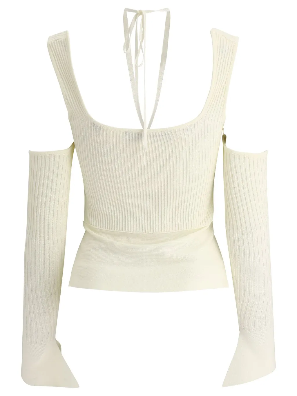 Andrea Adamo Cut-Out Square-Neck Knitted Top