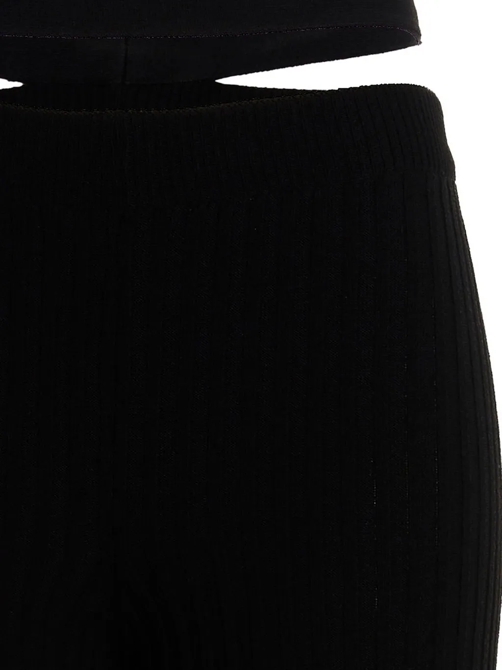 Andrea Adamo Ribbed Waist-Strap Flared Leggings