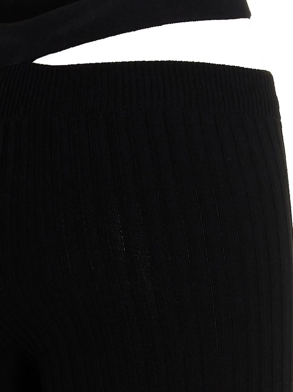 Andrea Adamo Ribbed Waist-Strap Flared Leggings