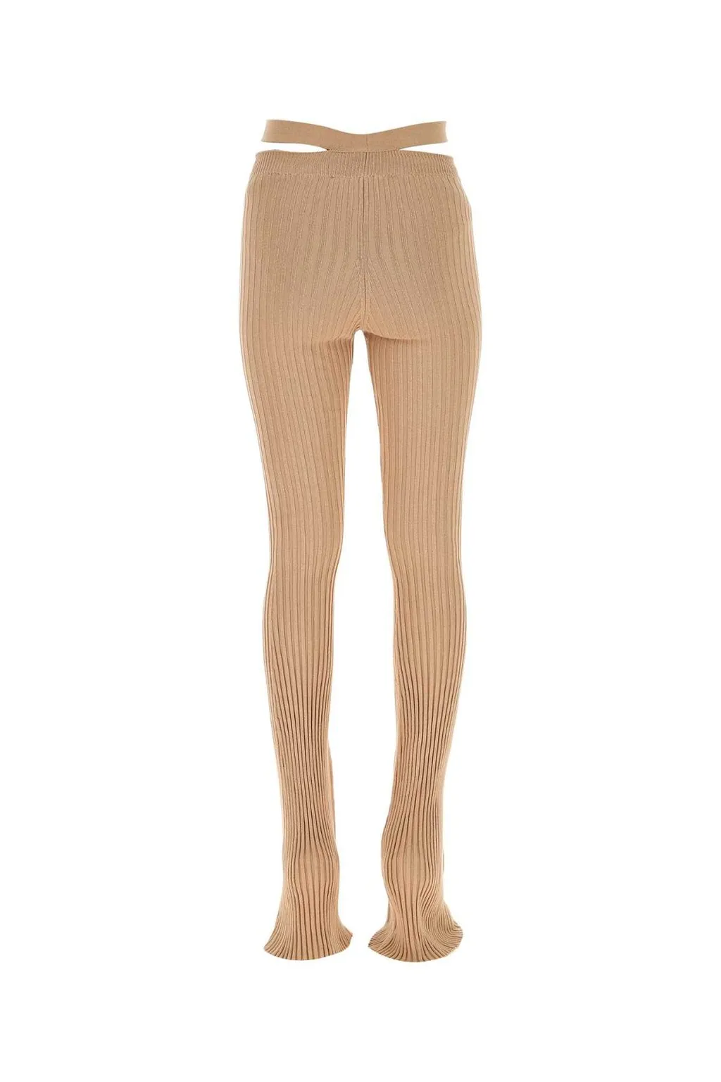 Andrea Adamo Cut Out Detailed Ribbed Knit Leggings