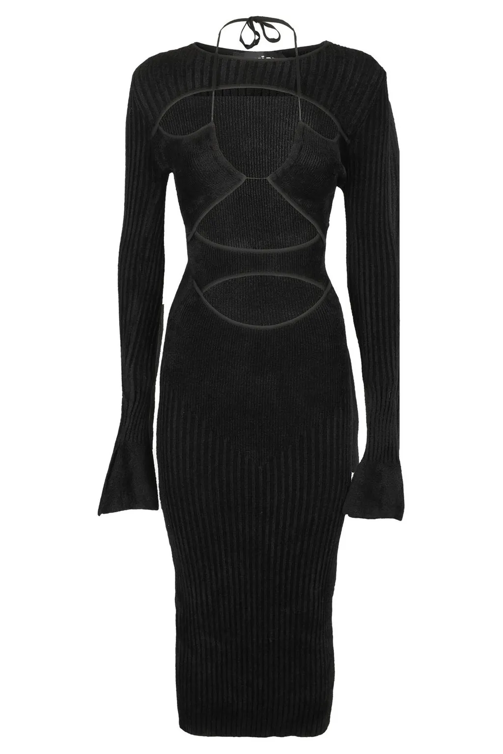 Andrea Adamo Cut-Out Knitted Midi Dress