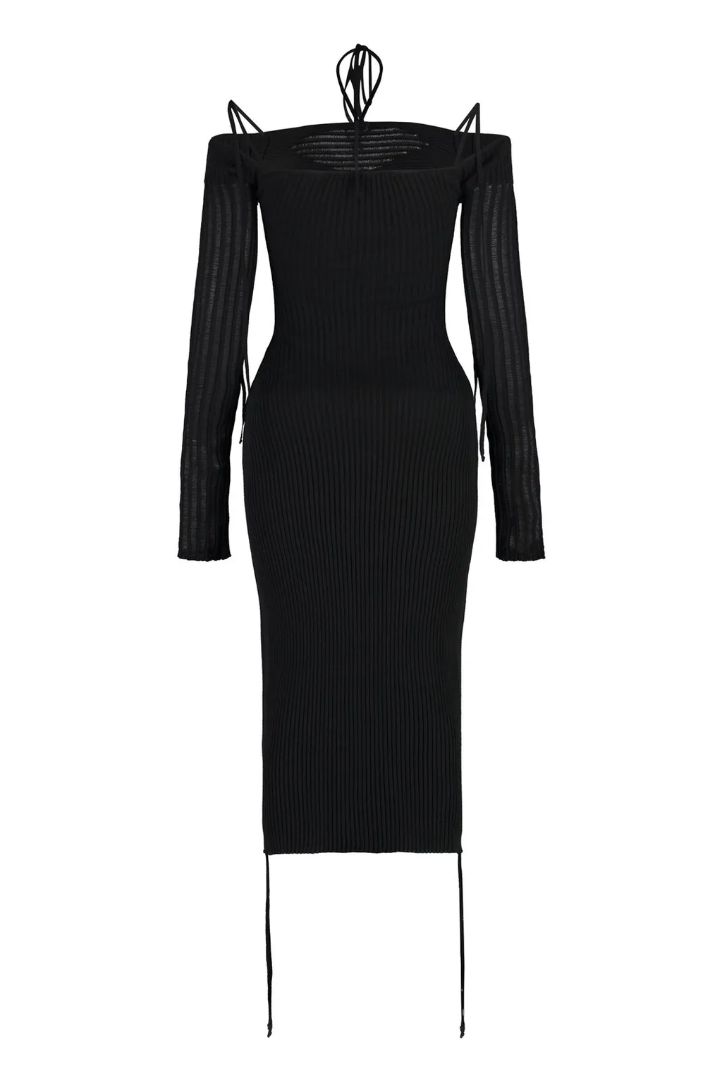 Andrea Adamo Cold-Shoulder Cut-Out Knitted Midi Dress