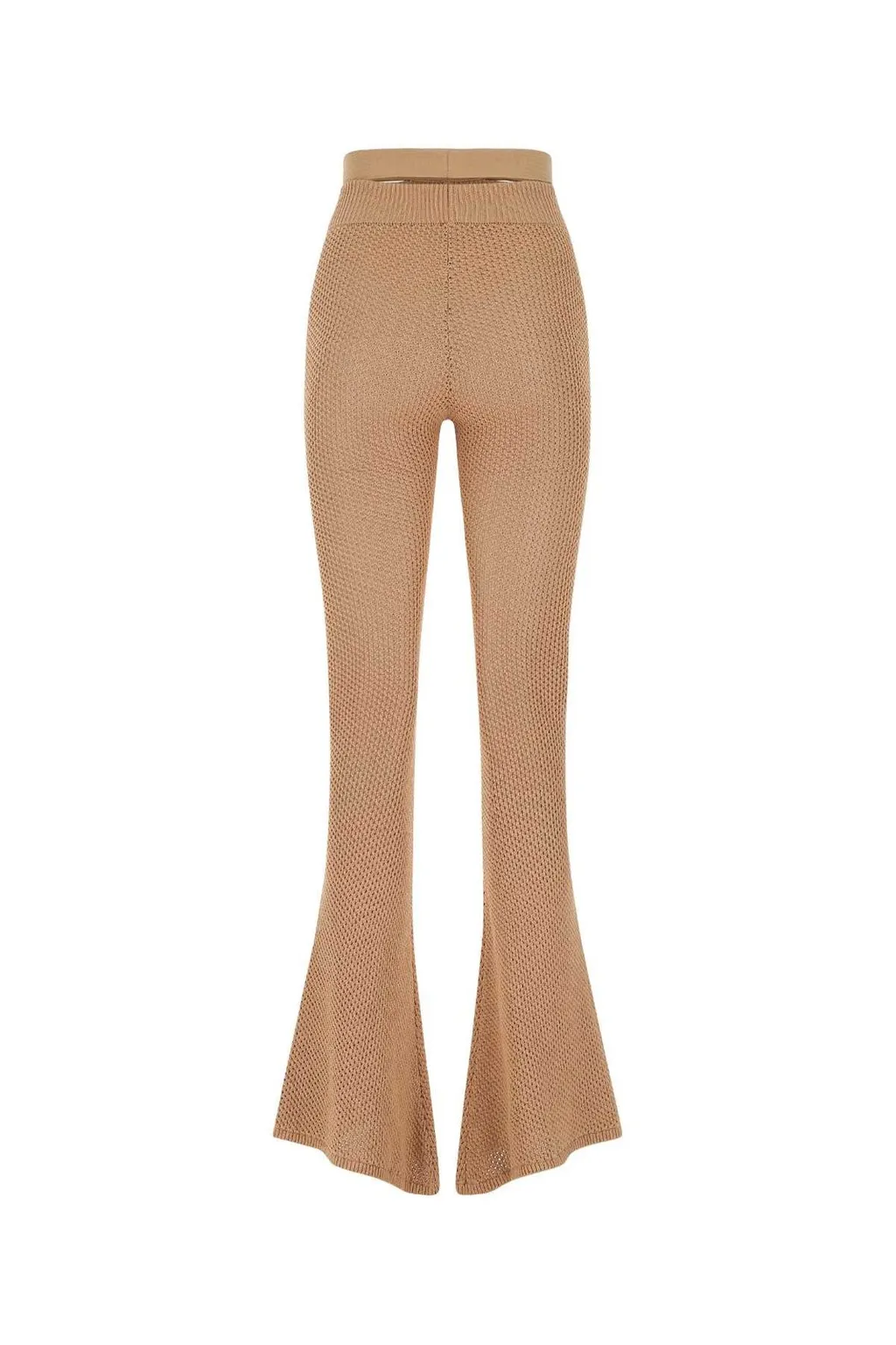 Andrea Adamo High Waist Perforated Knitted Trousers