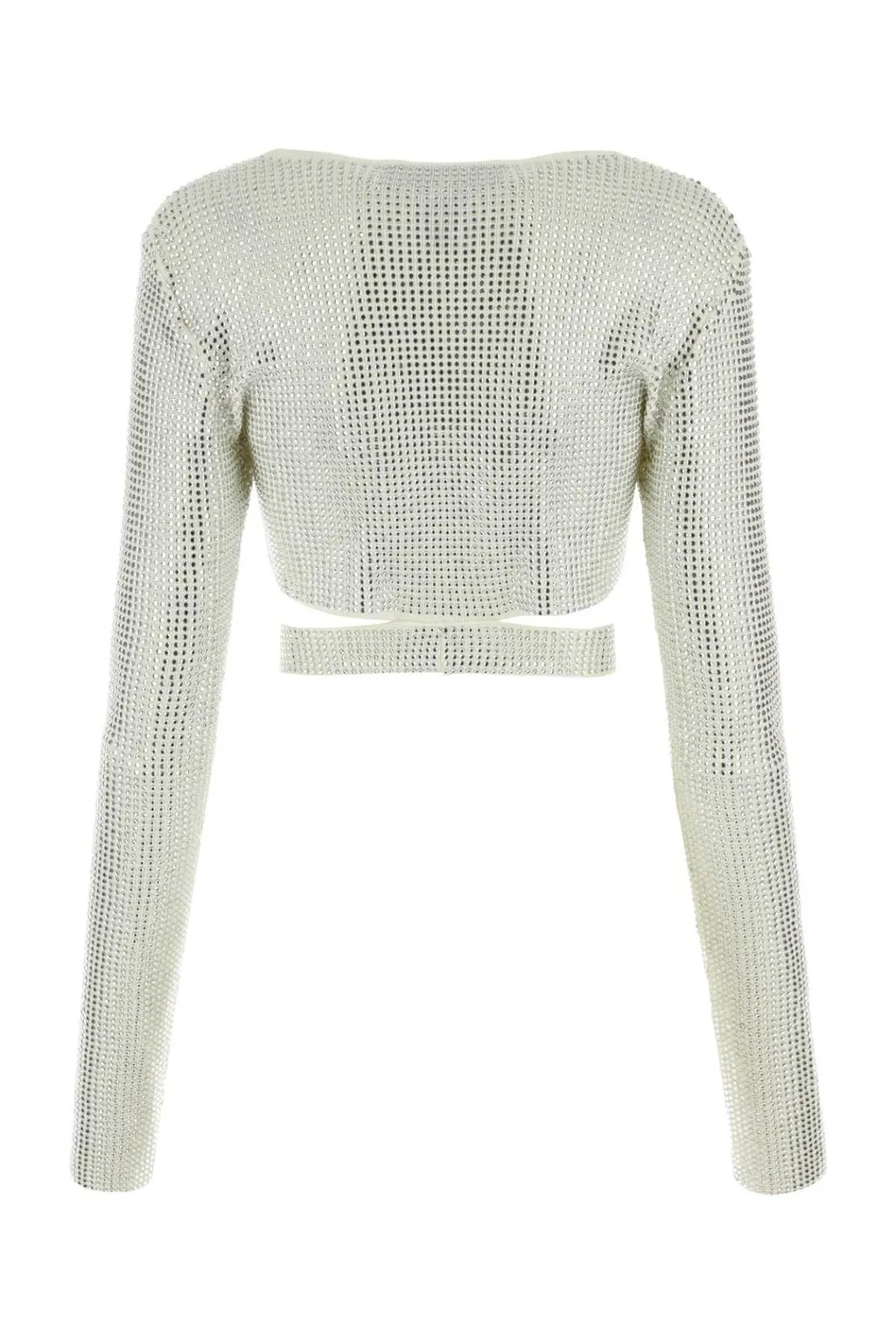 Andrea Adamo Cut Out Detailed Embellished Cropped Top