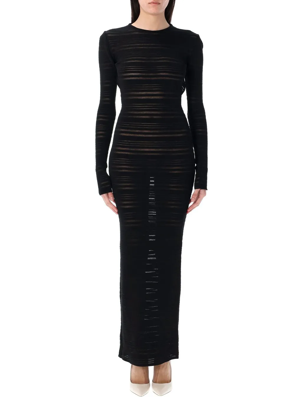 Andreadamo Striped Sheer Knit Maxi Dress