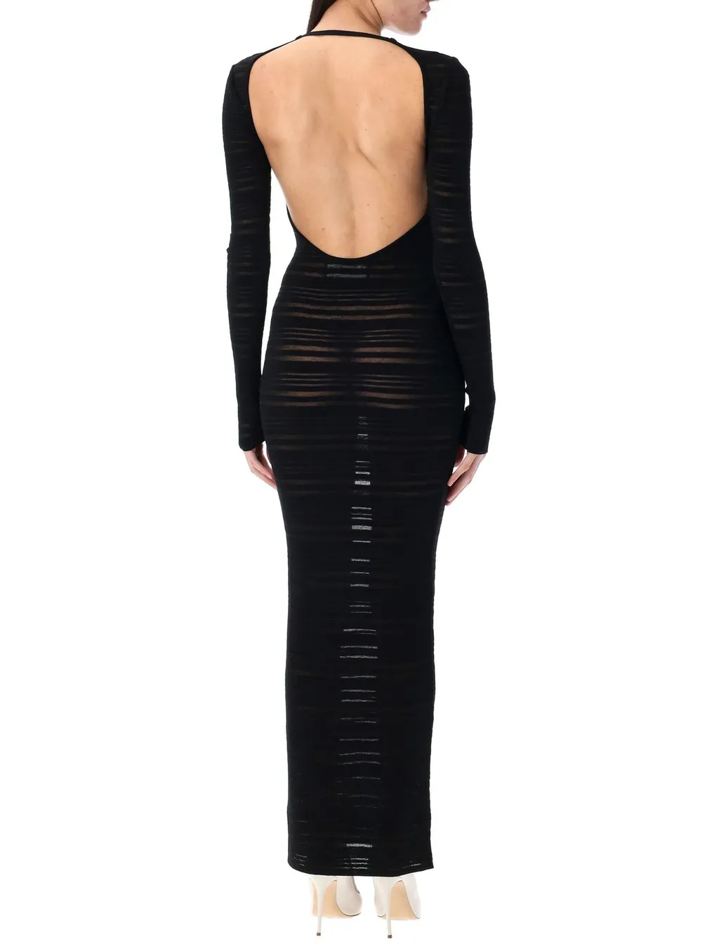 Andreadamo Striped Sheer Knit Maxi Dress