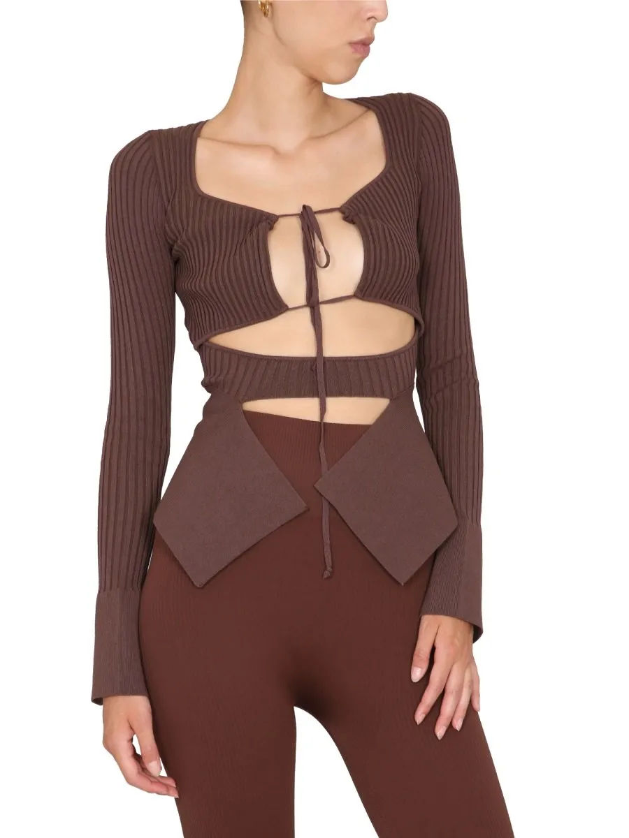 Andreadamo Ribbed Cutout Detail Tops