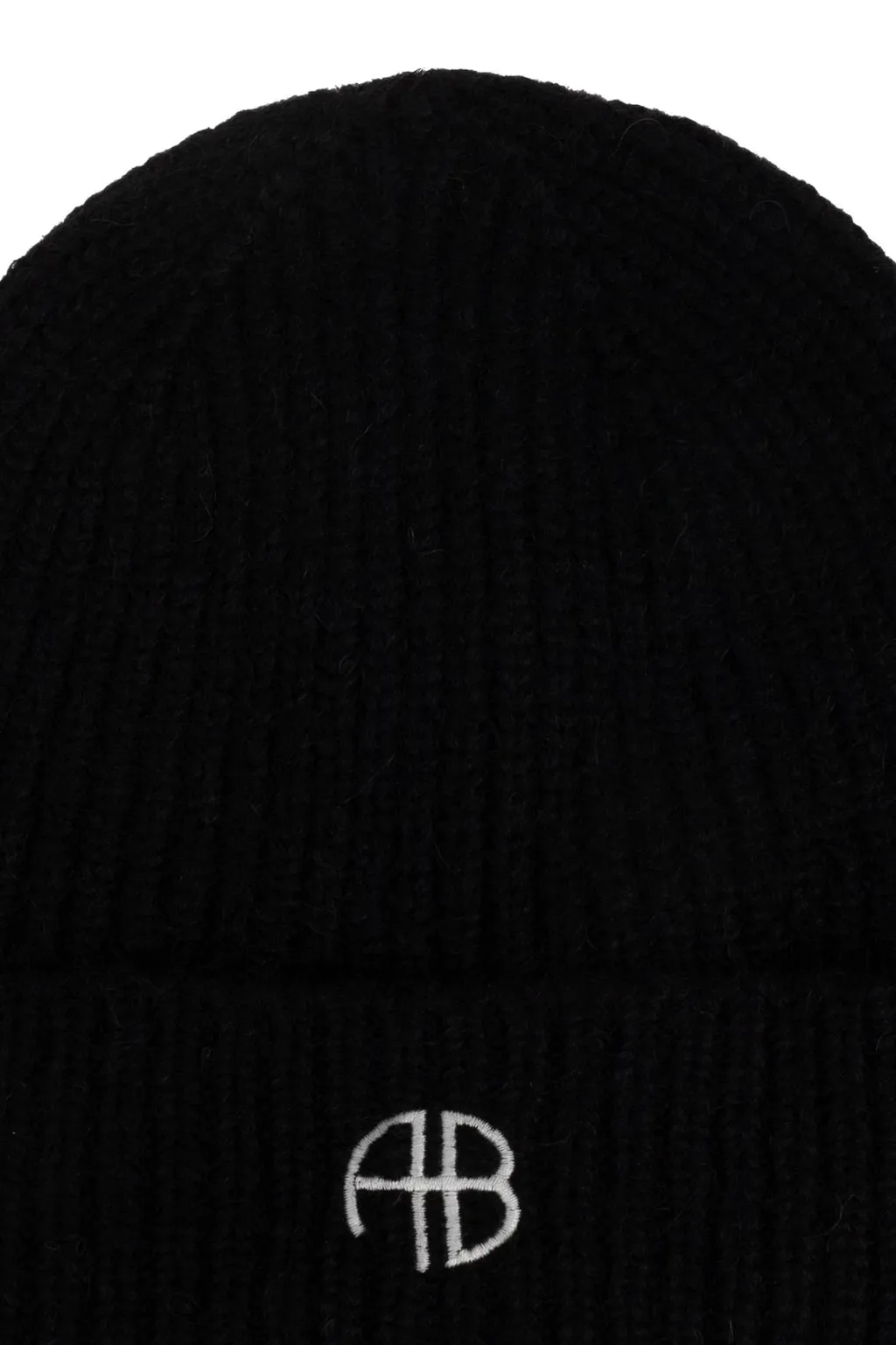 Anine Bing Logo Embroidered Ribbed-Knit Beanie