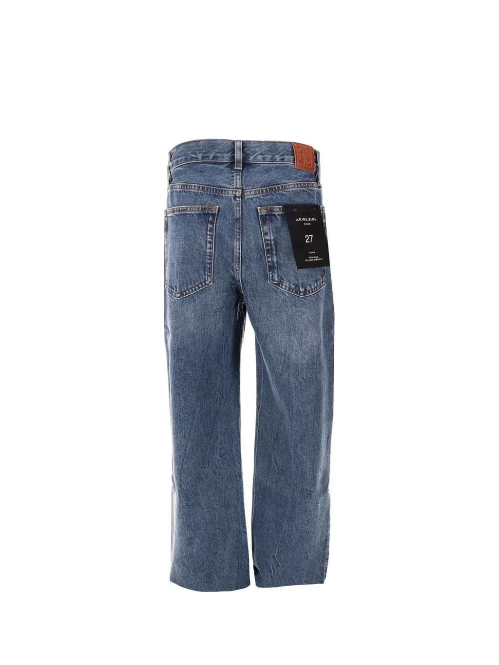 Anine Bing Gavin Logo Patch Frayed-Hem Jeans
