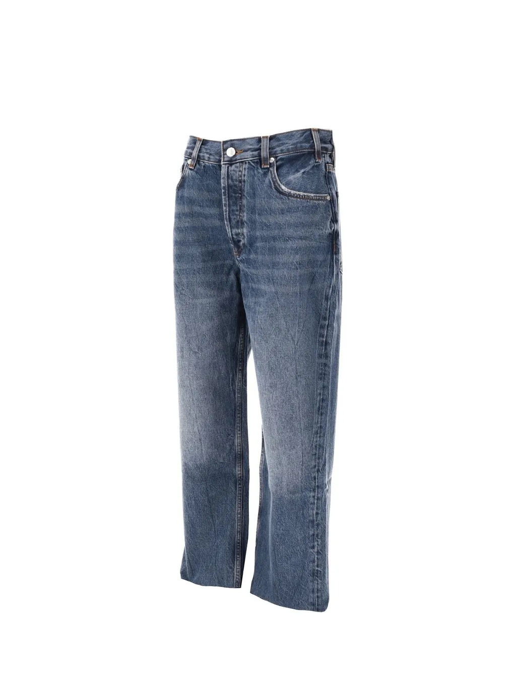 Anine Bing Gavin Logo Patch Frayed-Hem Jeans
