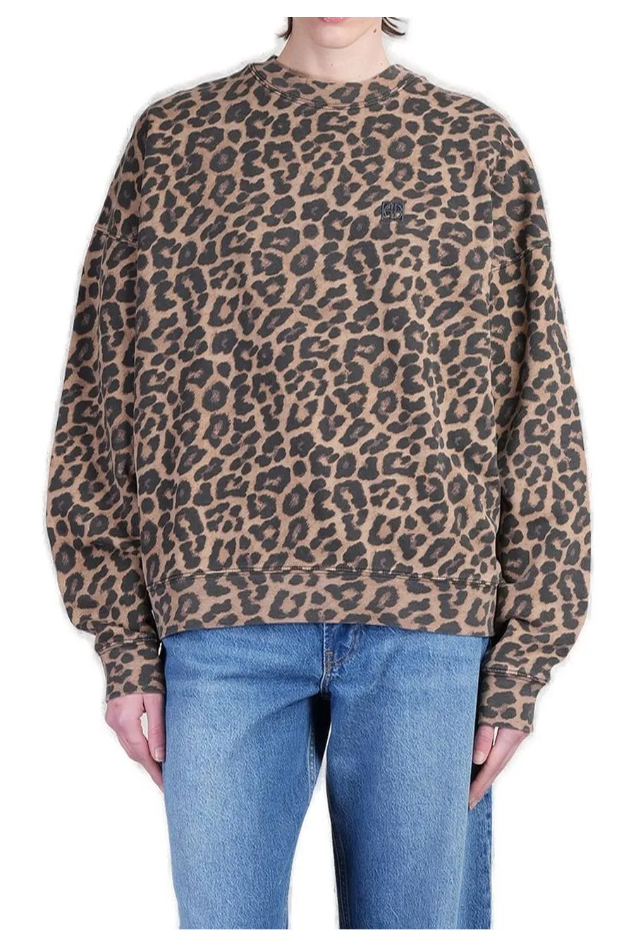 Anine Bing Leopard Printed Crewneck Sweatshirt